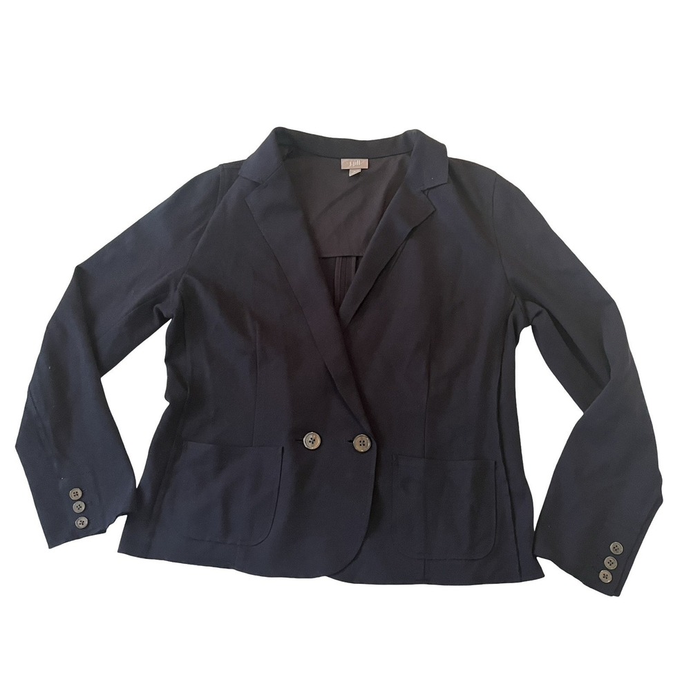 J. Jill Women's Size M Stretch Navy Blue Blazer Soft Capsule Career Preppy Work